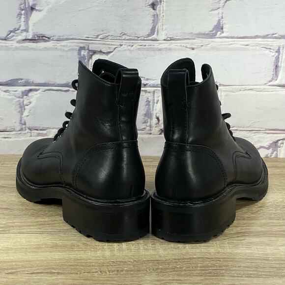 Rag & Bone Cannon Black Leather Combat Ankle Boots Women's EU 39 US 9 Lug Sole - Picture 4 of 8